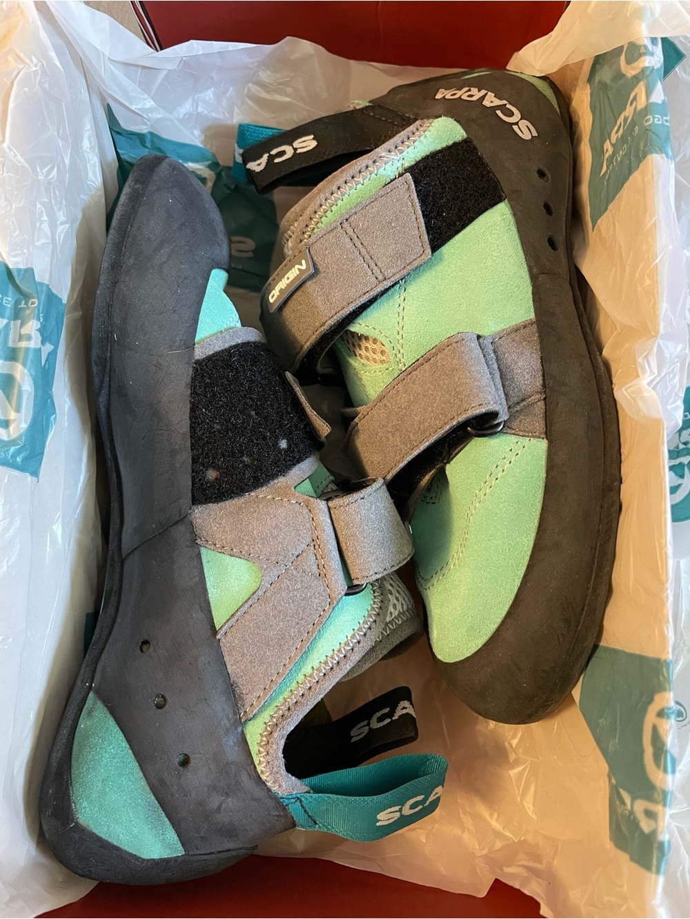Scarpa Green/Blue Origin women’s claiming shoes EU 38/US 7